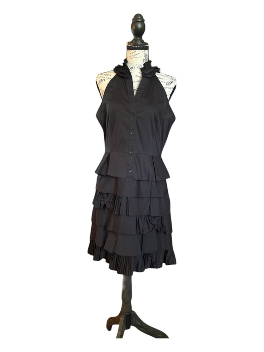 BCBGMaxAzria Black Tiered Ruffle shirt Dress